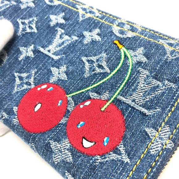 LOUIS VUITTON M23161 Murakami Takashi Monogram Denim Zippy Wallet Cherry Wallet - Picture 2 of 10